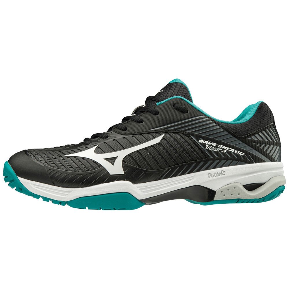 Mizuno Wave Exceed Tour 3 AC - Bayan Tenis Ayakkabısı - Siyah/Beyaz/Mavi Türkiye (MTVOAF-725)